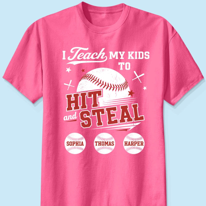Best Dads Teach Kids To Hit & Steal - Personalized Shirt - Father's Day Gift For Baseball Dad, Husband