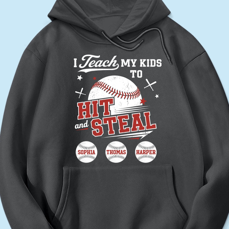 Best Dads Teach Kids To Hit & Steal - Personalized Shirt - Father's Day Gift For Baseball Dad, Husband