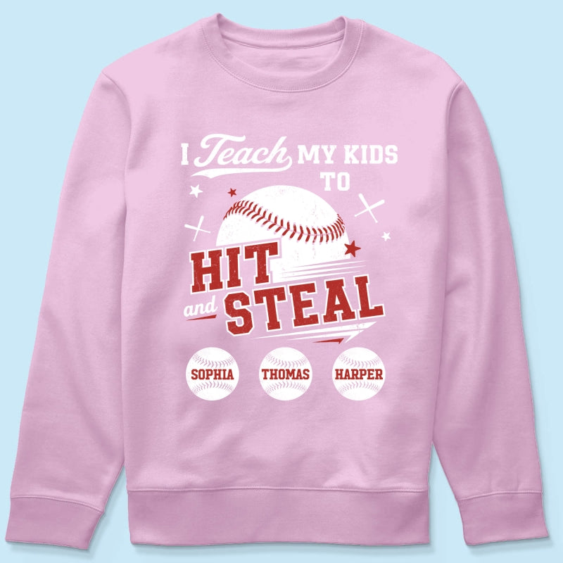 Best Dads Teach Kids To Hit & Steal - Personalized Shirt - Father's Day Gift For Baseball Dad, Husband