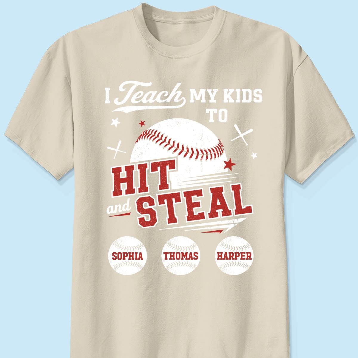 Best Dads Teach Kids To Hit & Steal - Personalized Shirt - Father's Day Gift For Baseball Dad, Husband