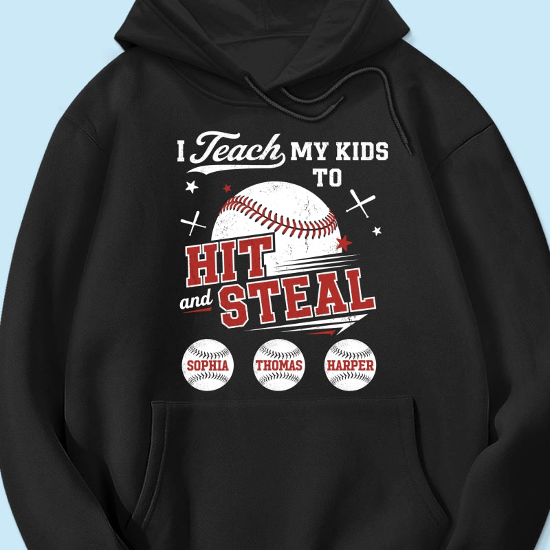 Best Dads Teach Kids To Hit & Steal - Personalized Shirt - Father's Day Gift For Baseball Dad, Husband