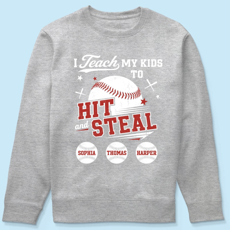 Best Dads Teach Kids To Hit & Steal - Personalized Shirt - Father's Day Gift For Baseball Dad, Husband