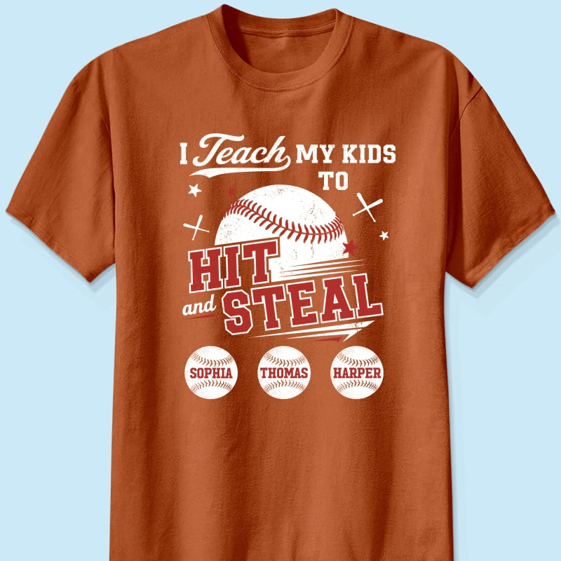 Best Dads Teach Kids To Hit & Steal - Personalized Shirt - Father's Day Gift For Baseball Dad, Husband