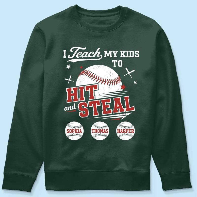 Best Dads Teach Kids To Hit & Steal - Personalized Shirt - Father's Day Gift For Baseball Dad, Husband