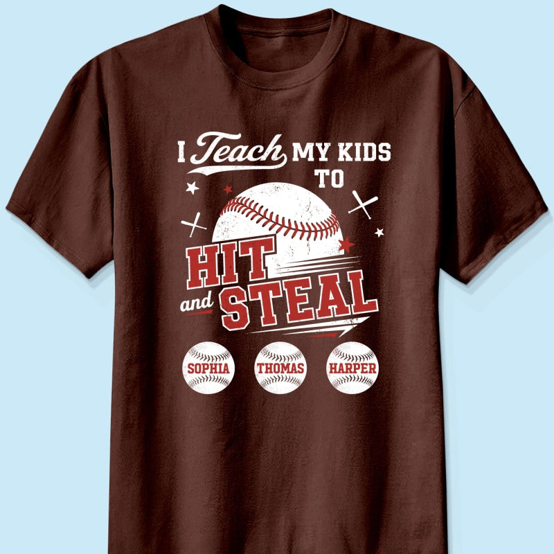 Best Dads Teach Kids To Hit & Steal - Personalized Shirt - Father's Day Gift For Baseball Dad, Husband