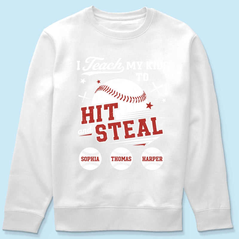 Best Dads Teach Kids To Hit & Steal - Personalized Shirt - Father's Day Gift For Baseball Dad, Husband
