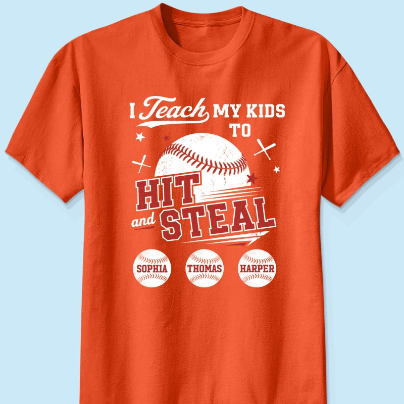 Best Dads Teach Kids To Hit & Steal - Personalized Shirt - Father's Day Gift For Baseball Dad, Husband