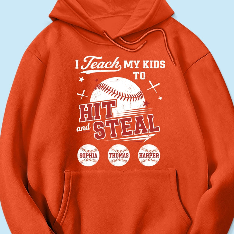 Best Dads Teach Kids To Hit & Steal - Personalized Shirt - Father's Day Gift For Baseball Dad, Husband
