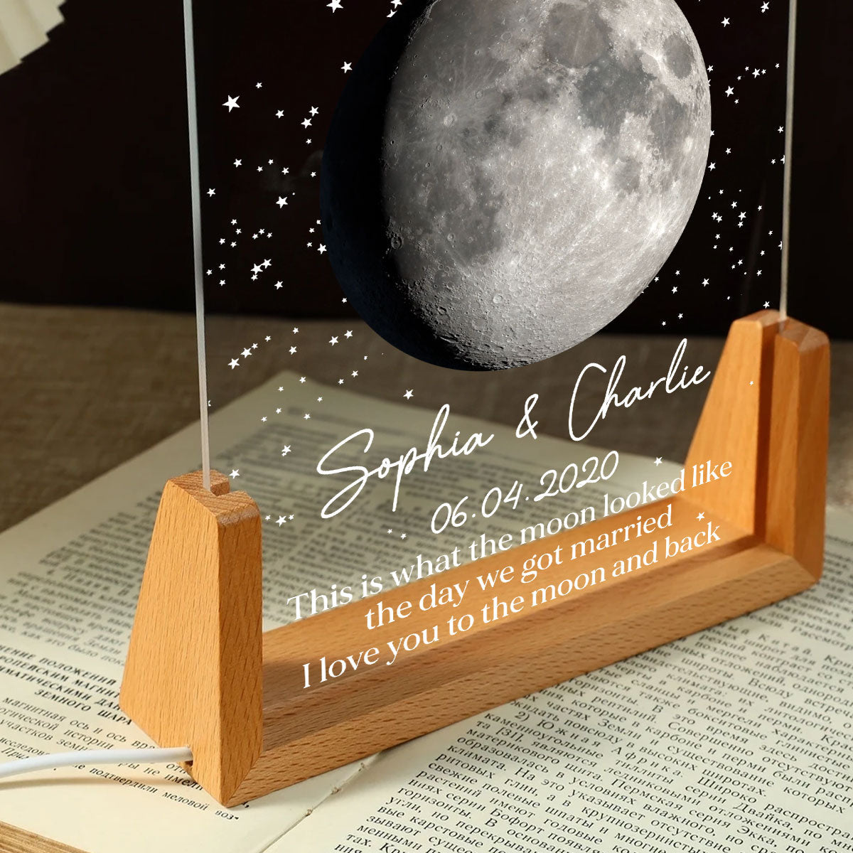 Couple Moon Phase This Is What The Moon Looked Like - Personalized Acrylic LED Night Light - Wedding Anniversary Gift For Couple