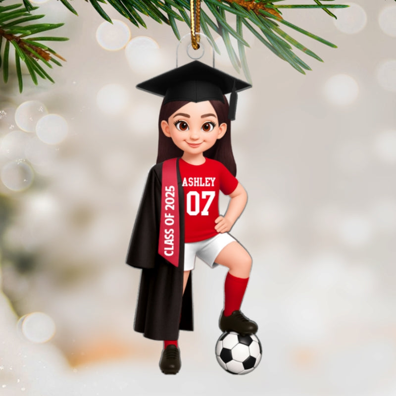 Soccer Boy Girl Senior Graduation - Personalized Acrylic Ornament - Christmas Gift For Son Daughter Grandson Granddaughter
