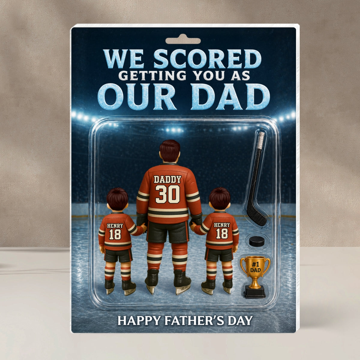 Hockey Dad We Scored Getting You As Our Dad - Personalized Acrylic Block Plaque -  Gift For Hockey Dad, Husband