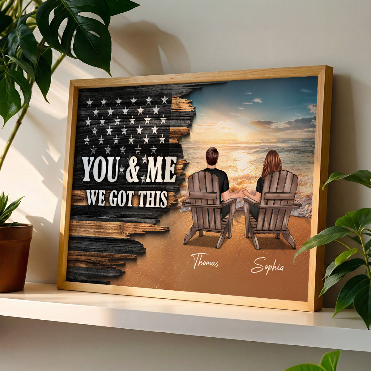 Eternal Love Beach Landscape You & Me We Got This Couple Half Nation Flag - Personalized Poster - Valentine's Day Gift For Couple