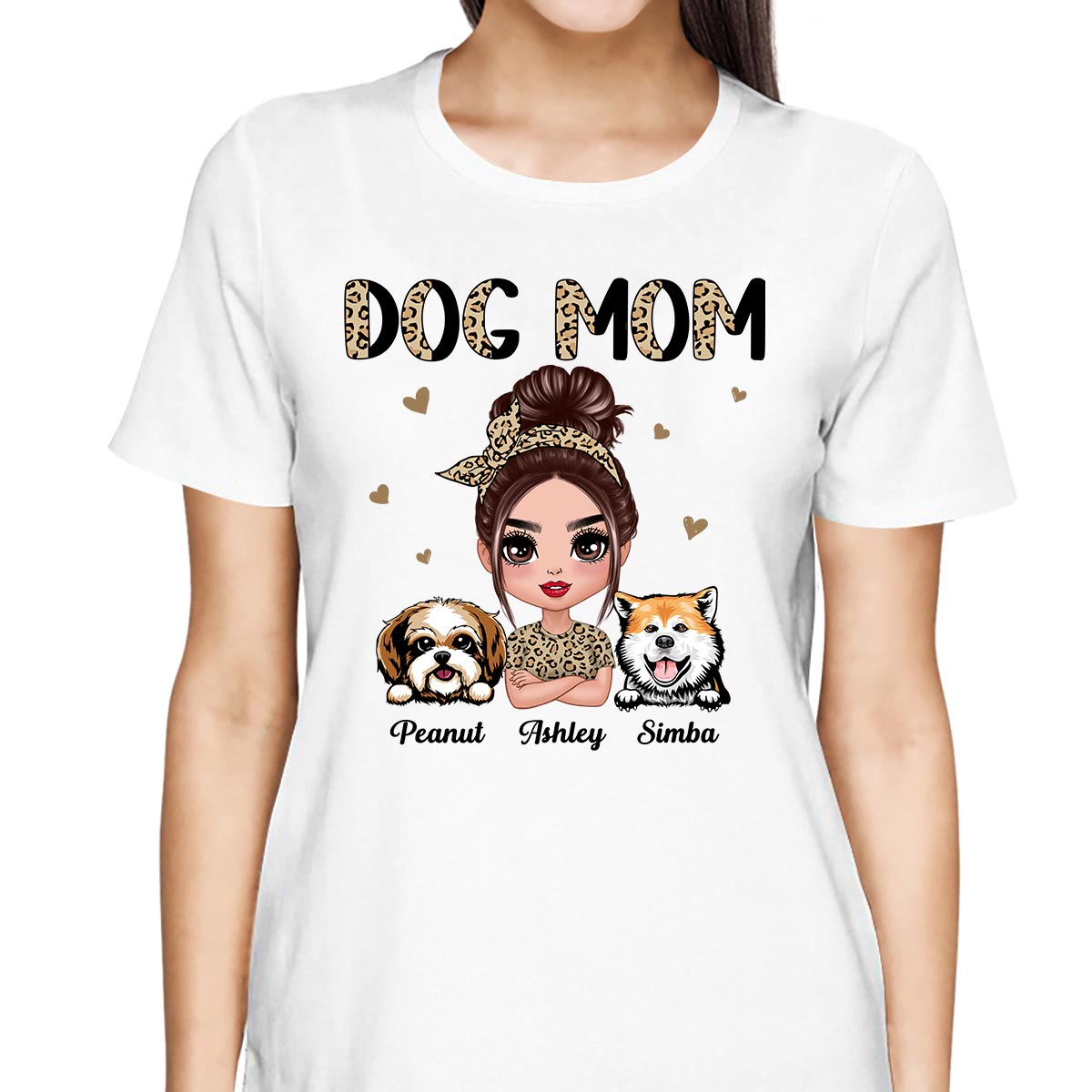 Half Leopard Dog Mom Doll Woman Gift For Dog Lovers Personalized Shirt
