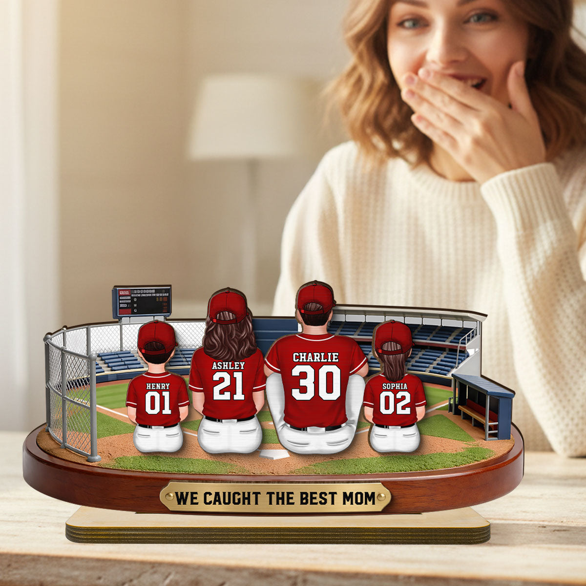 Baseball Family Daddy's Mommy's Dream Team - Personalized 2-Layered Wooden Plaque -  Gift For Baseball Dad, Mom