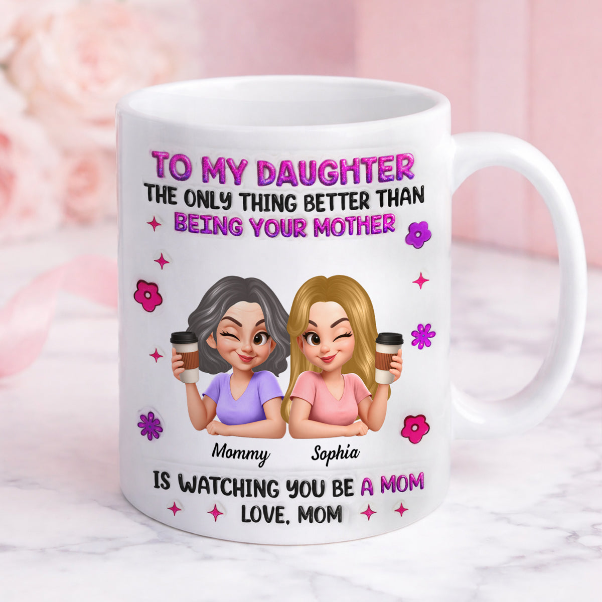 Watching You Be A Mom Mother Daughter - Personalized Mug - Heartfelt Mother's Day Gift for Daughter