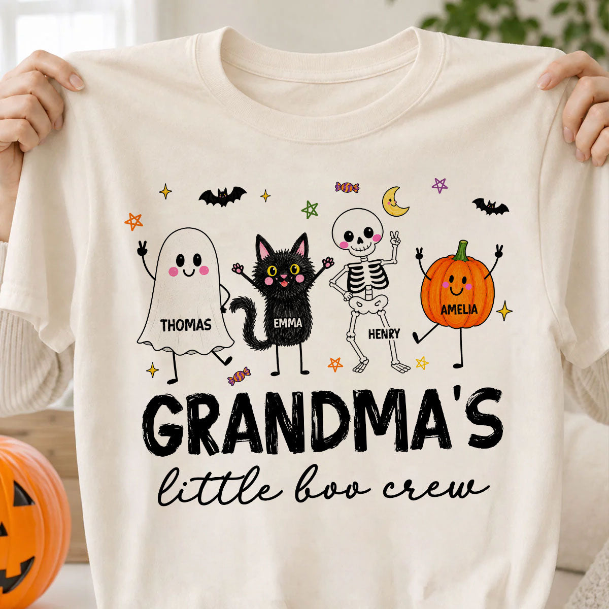 Grandma's Little Boo Crew Funny - Personalized Shirt - Halloween Gift For Grandma, Grandkids