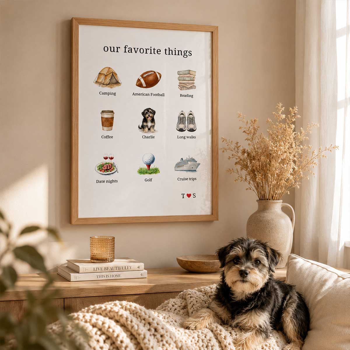 Our Favorite Things Couple & Dogs - Personalized Poster