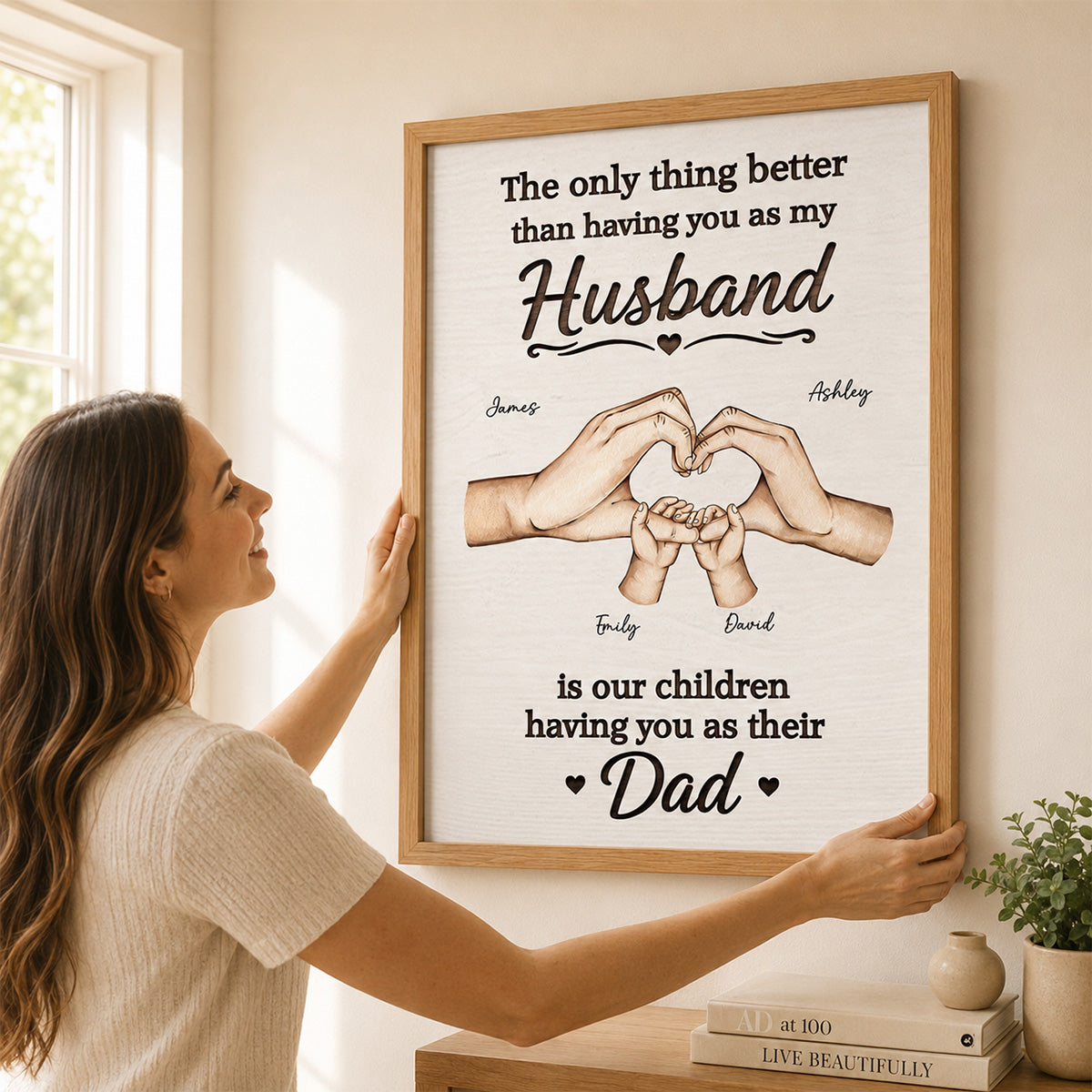 Our Children Having You As Their Dad Family Hands - Personalized Poster - Father's Day Gift For Husband