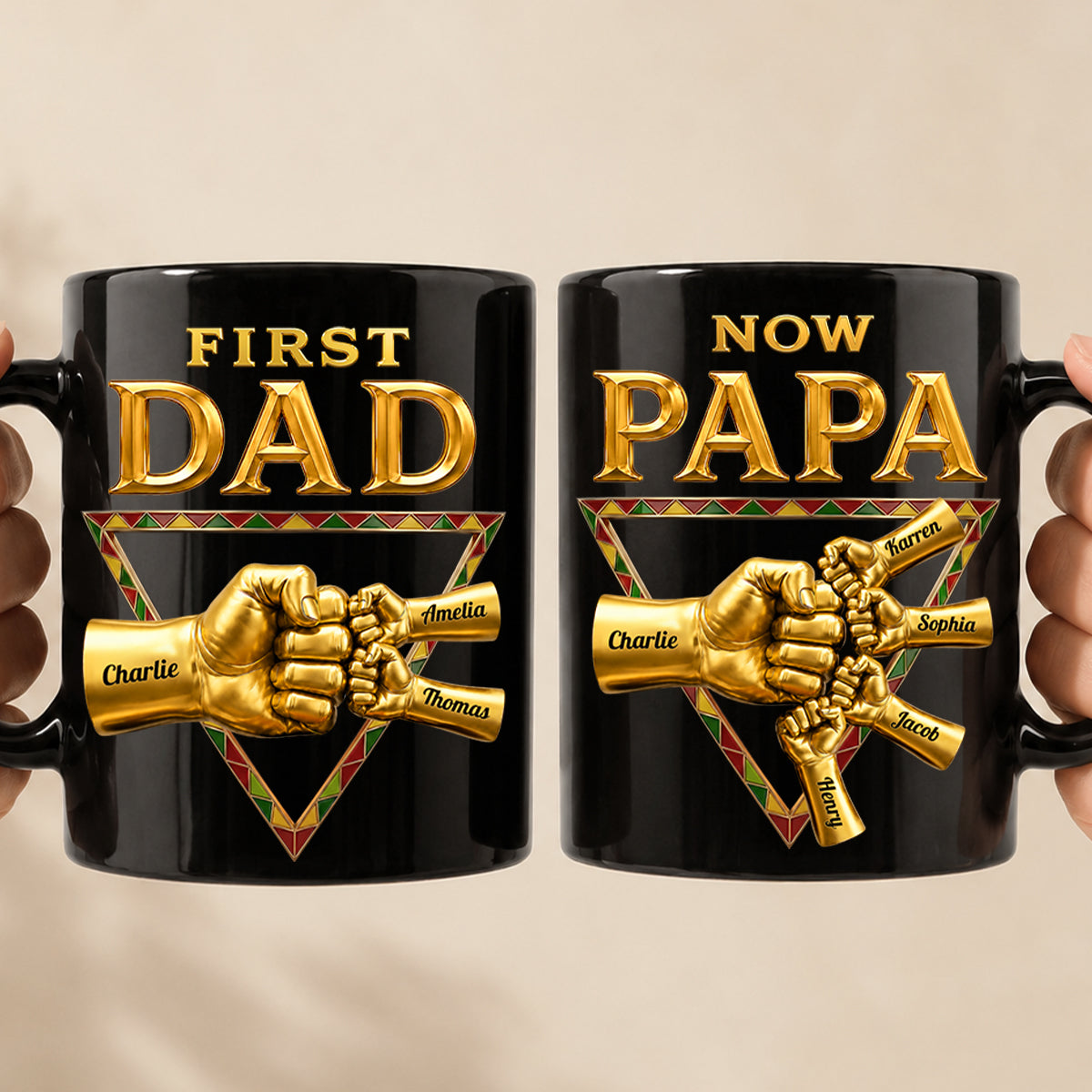 First Dad Now Grandpa - Personalized Mug - Father's Day Gift for Grandpa, Dad, Husband