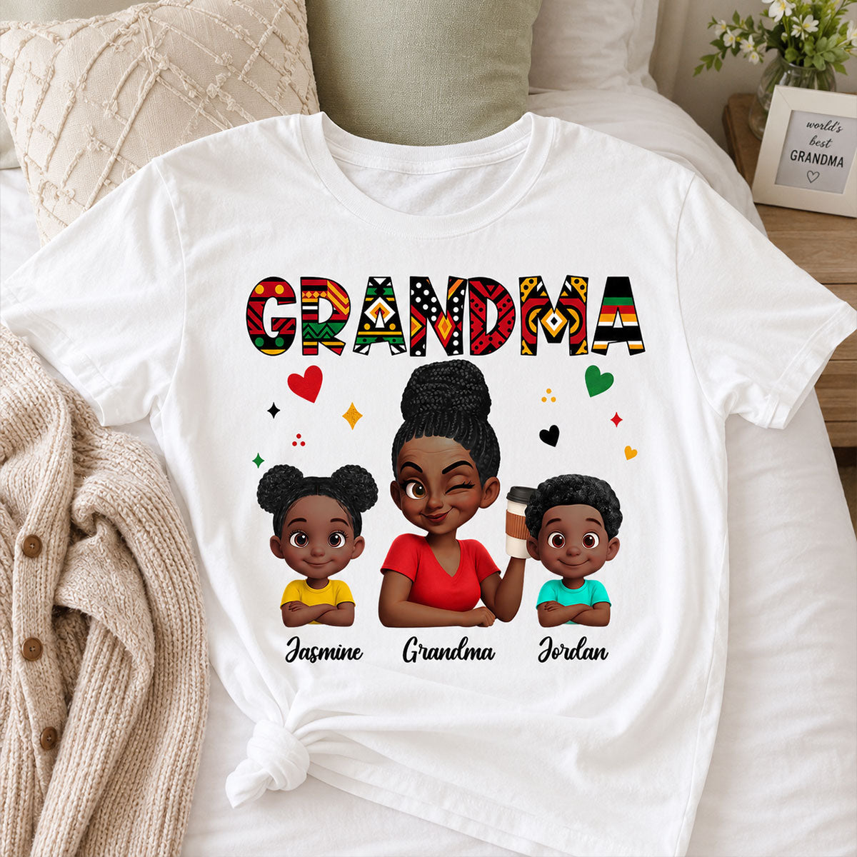 Tribal Pattern Grandma Grandkids Love - Personalized Shirt - Gift For Grandma