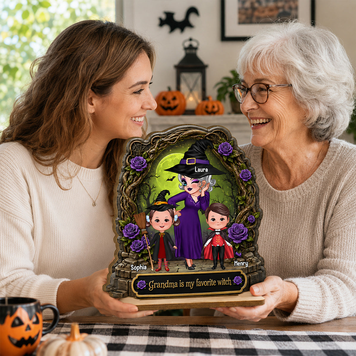 Like A Normal Grandma But More Magical - Personalized 2-Layered Wooden Plaque - Halloween Decor Gift, Gift For Grandma