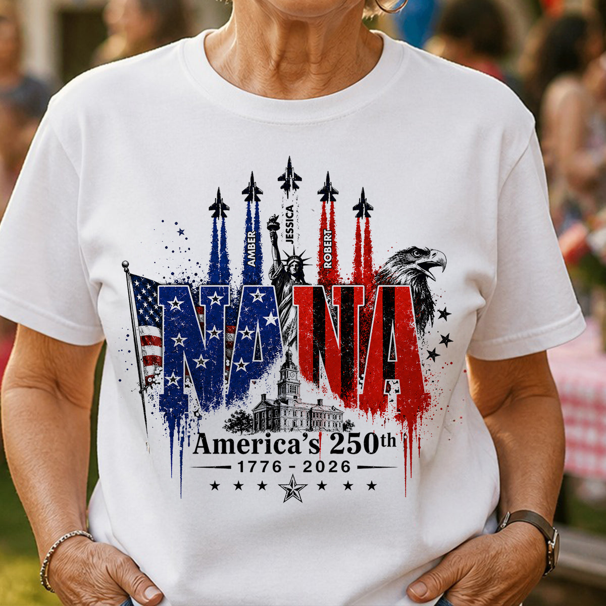 Patriotic Grandma USA 250th Anniversary - Personalized Shirt - Gift For Mom, Grandma, Wife