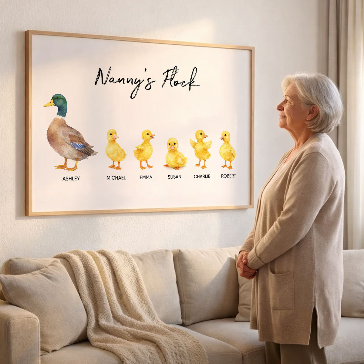 Nanny Flocks Duck Print - Personalised Poster - Mother's Day Gift for Grandma
