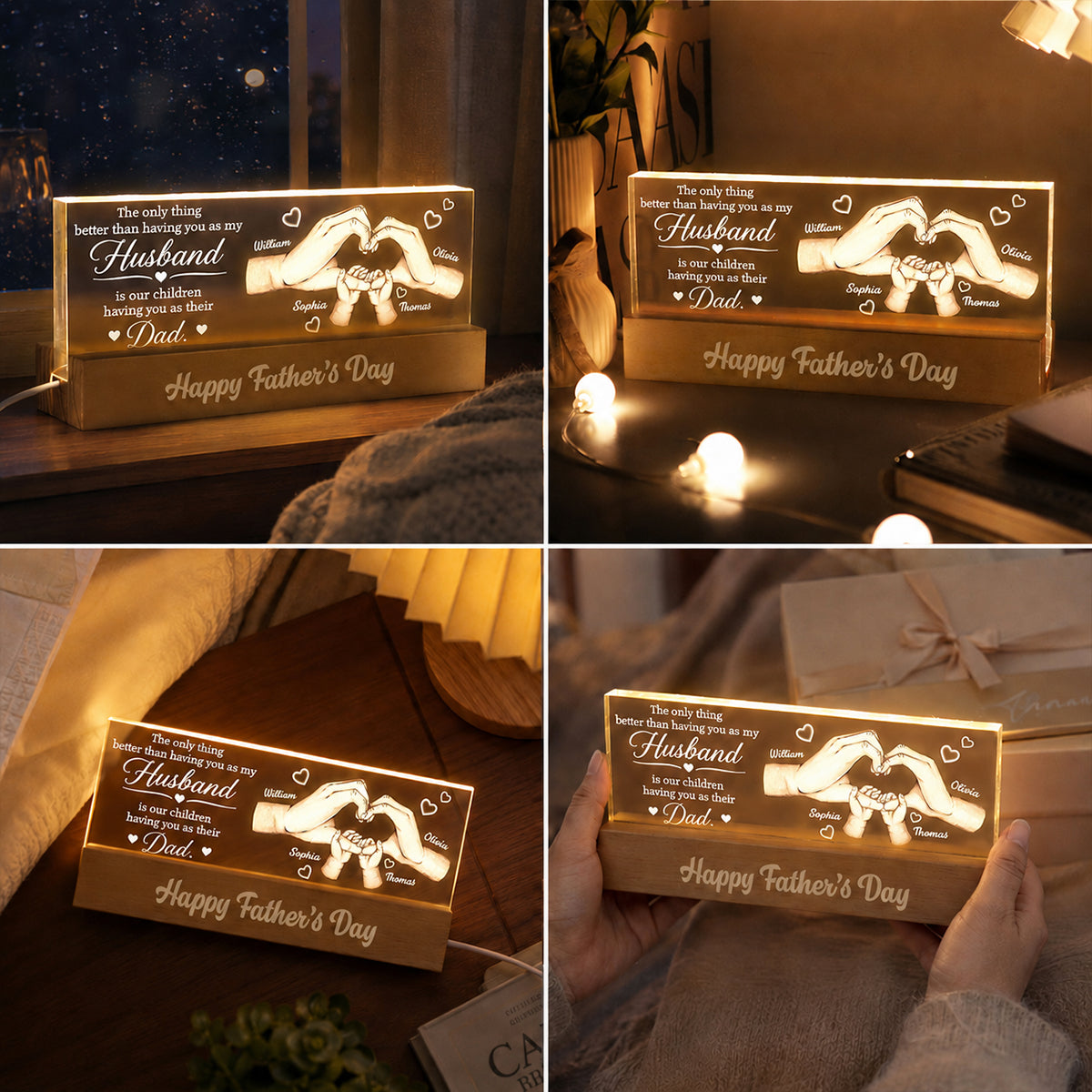 The Only Thing Having You As My Husband Family Hands - Personalized Acrylic Block LED Night Light - Father's Day Gift For Husband