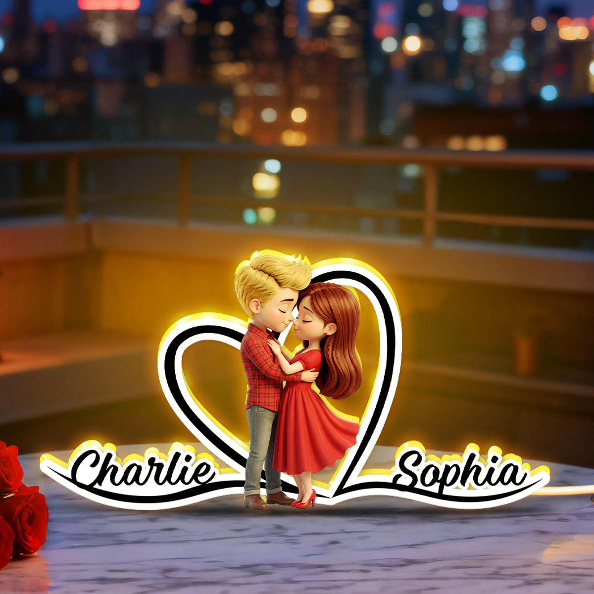 Romantic Love Couple - Personalized Light Box - Sentimental Gift for him, for her