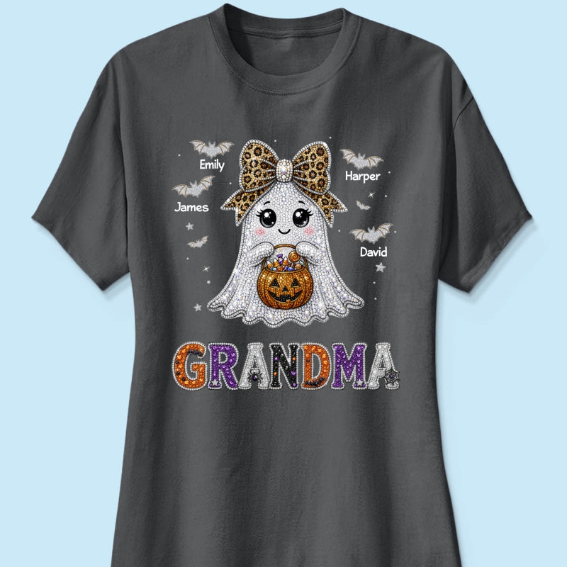 Boo Grandma Halloween Rhinestones Effect - Personalized Shirt - Halloween Gift For Grandma