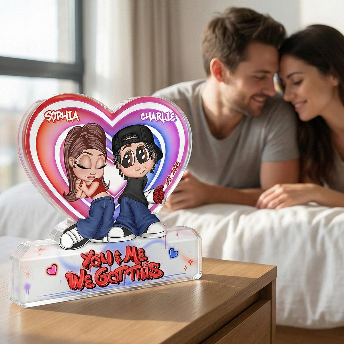 Eternal Love Y2K Couple - Personalized Acrylic Block Plaque - Heartfelt Valentine's Day Gift, Anniversary Gift For Couple, For Him, For Her