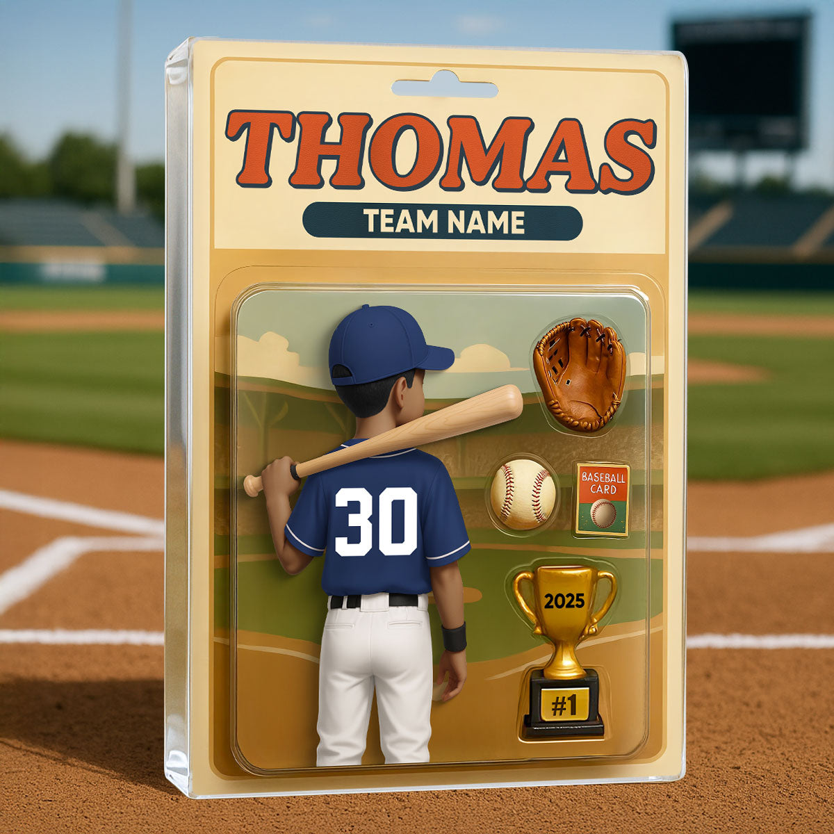 Baseball Player Custom Figure 3D Effect - Personalized Acrylic Block Plaque - Christmas Gift for Son, Daughter, Grandkids