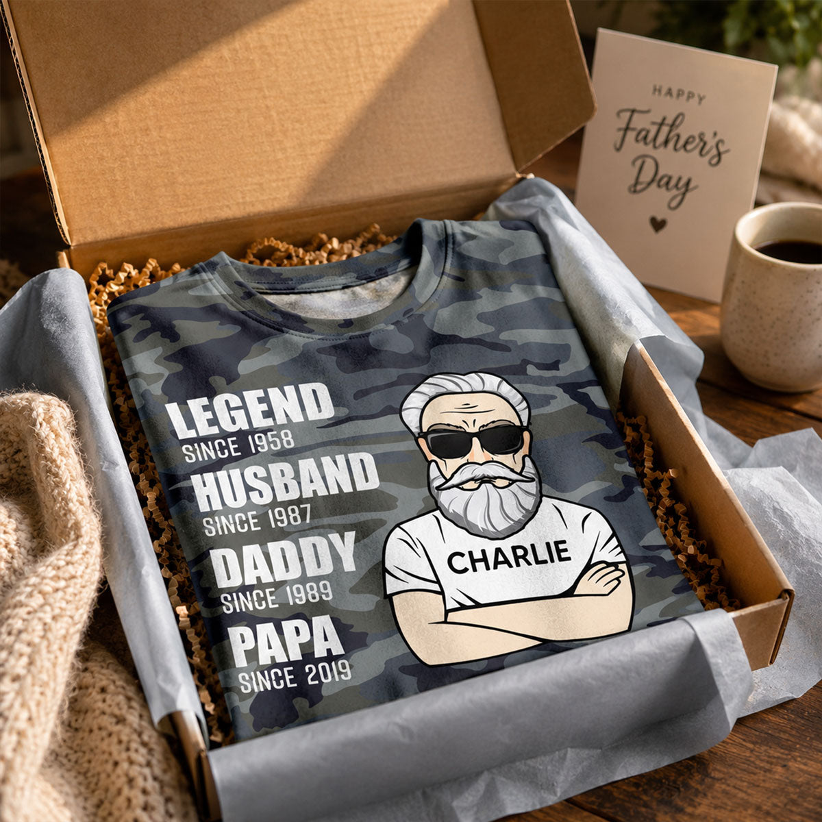 Legend Husband Dad Grandpa Old Man Camo Pattern - Personalized Shirt - Father's Day Gift For Husband, Dad, Grandpa
