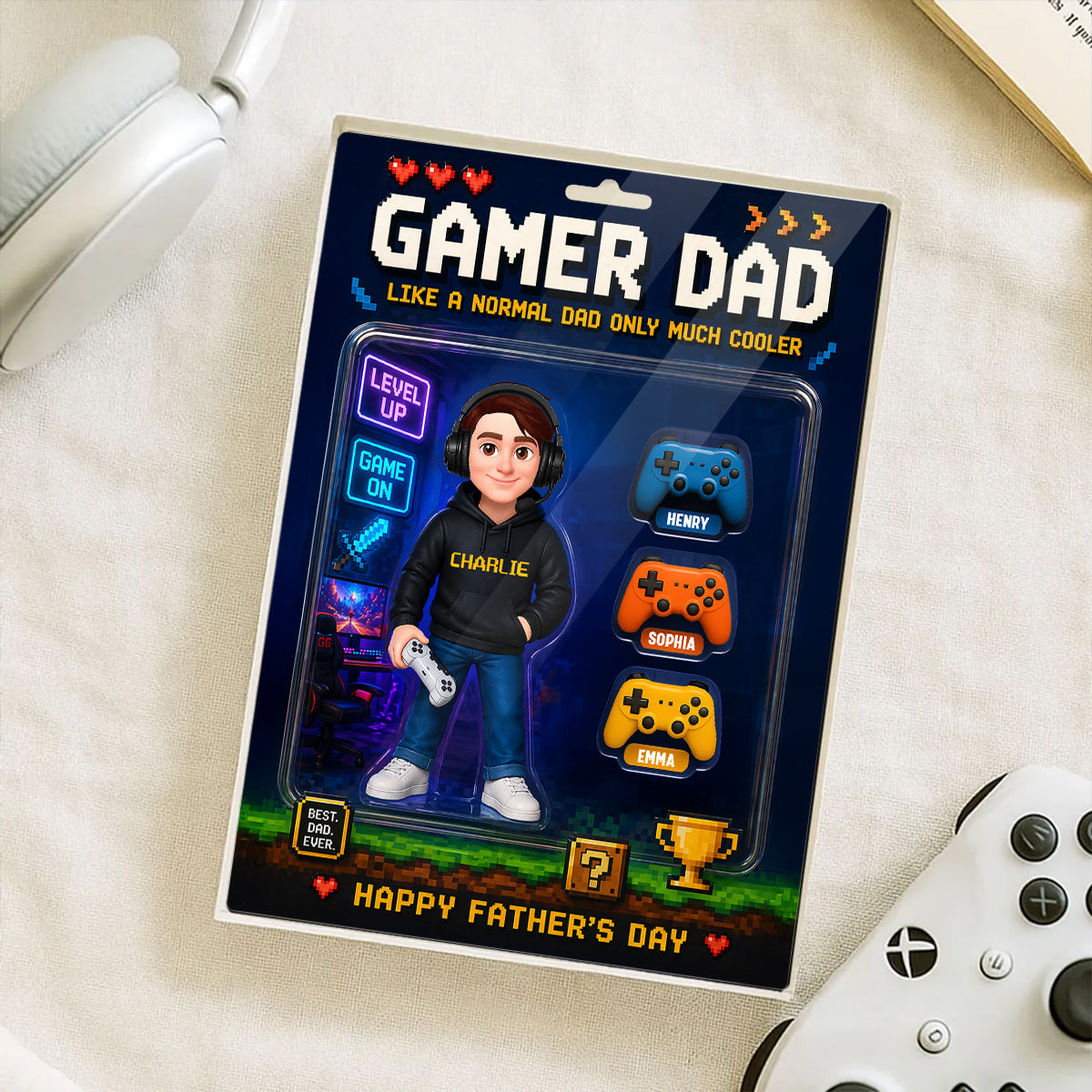 Gamer Dad More Cooler - Personalized Acrylic Block Plaque -  Gift For Gamer Dad, Husband