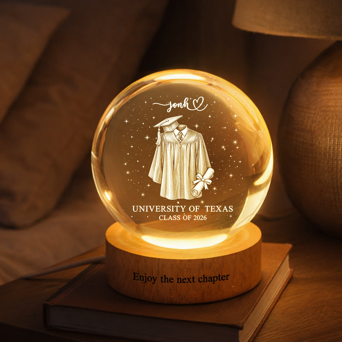 Class of 2026 - Personalized Crystal Ball LED Night Light - Custom Graduation Gift for Daughter, Son, Grandkids