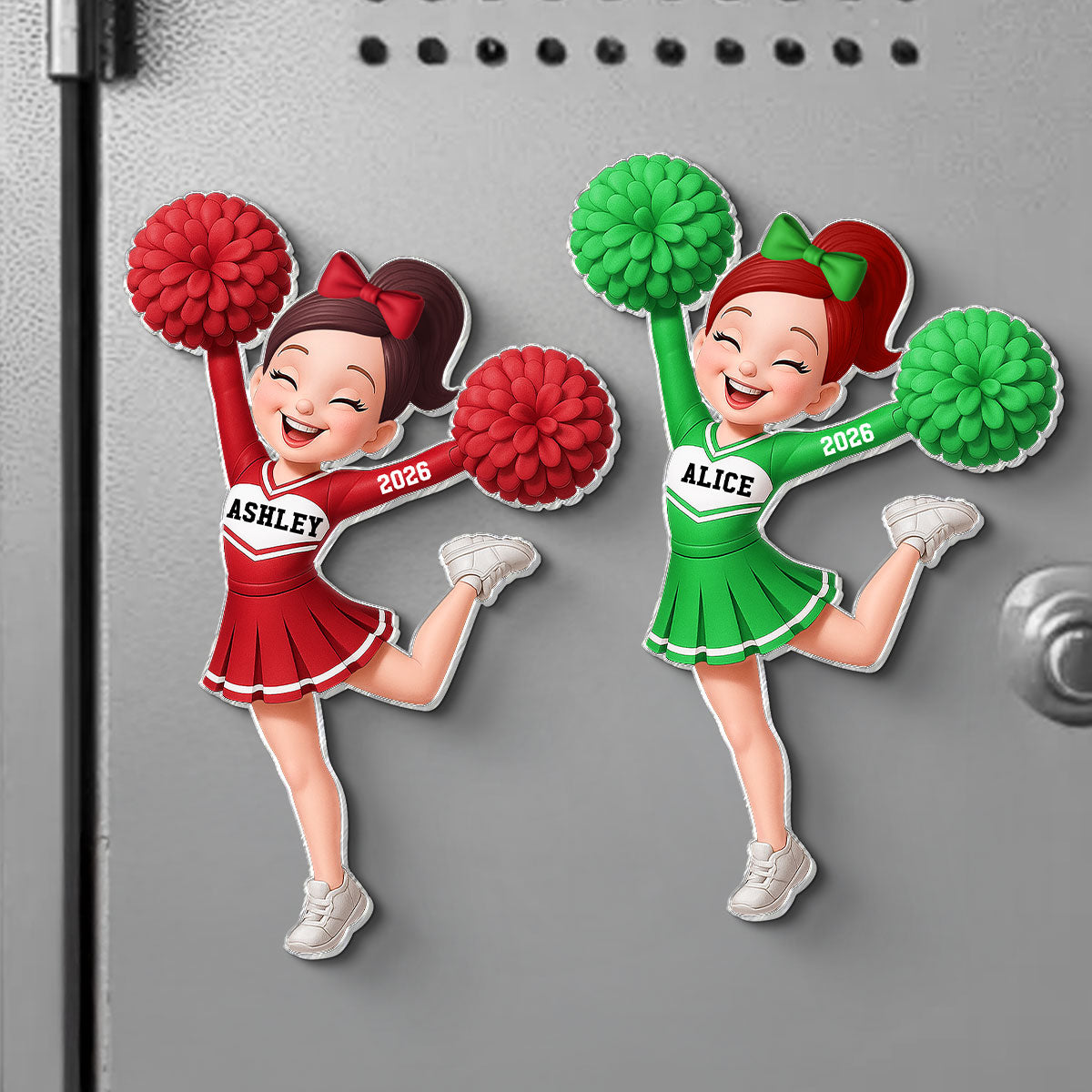 Cheerleader Girl - Personalized Acrylic Locker Magnet - Back To School Gift For Daughters, Granddaughters, Teenagers, Teen Girl