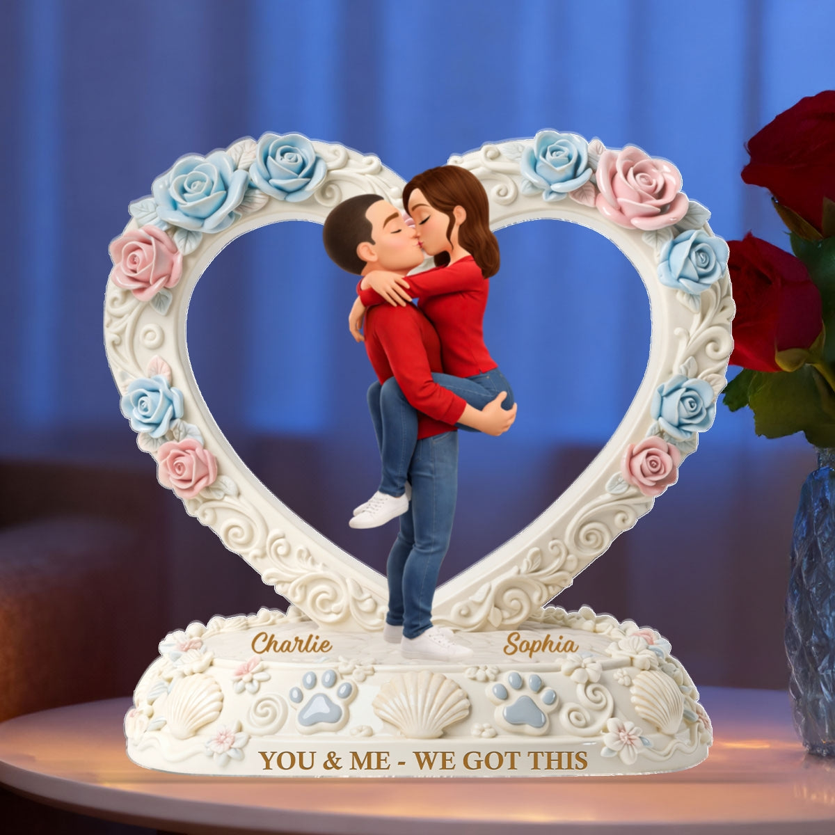 You & Me We Got This Heart Rose - Personalized Acrylic Block Plaque - Anniversary, Valentine's Day Gift, Gift For Him, Gift For Her