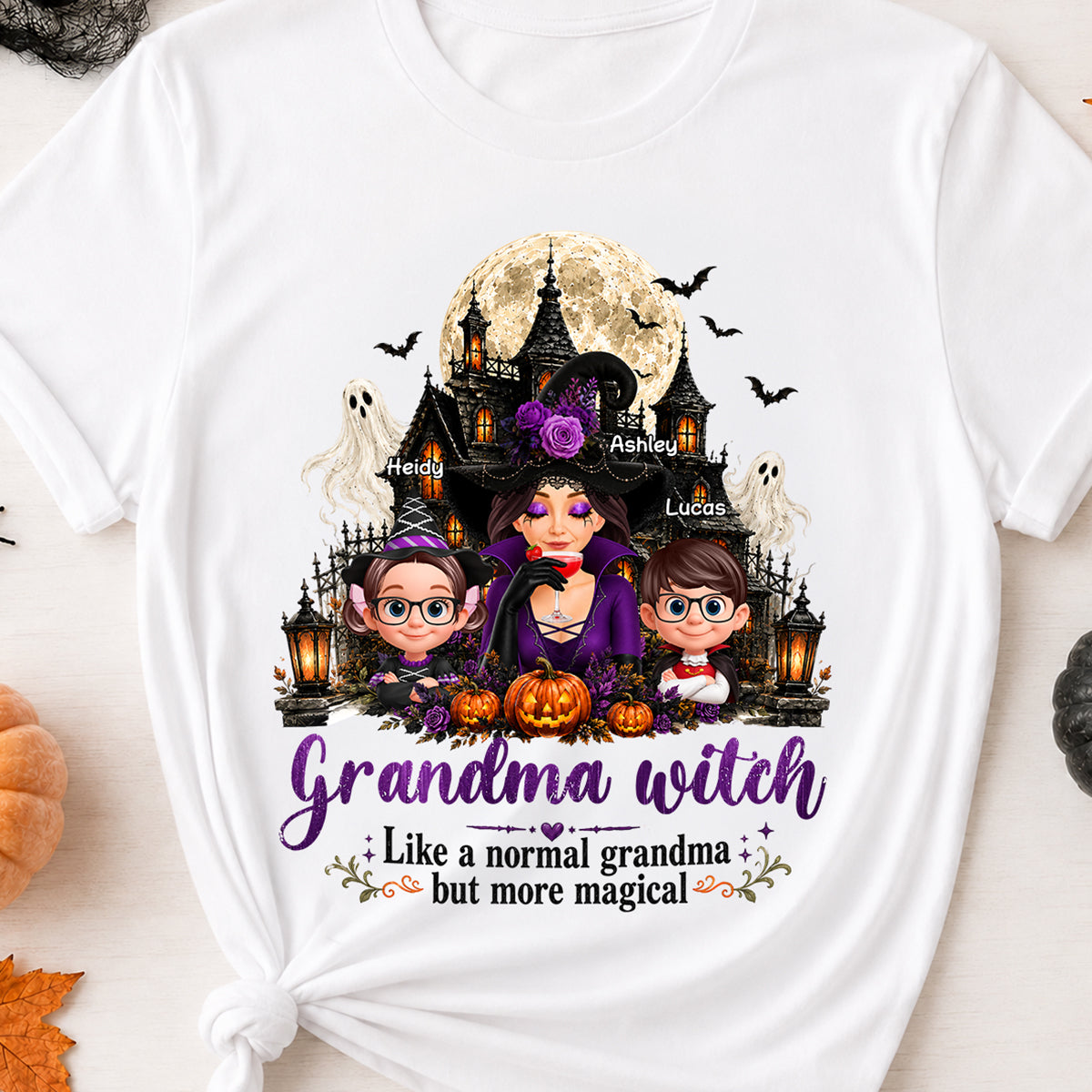 Grandma Witch More Magical - Personalized Shirt - Trendy Halloween Tee for Grandma