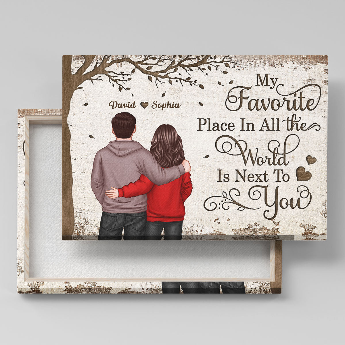Favorite Place In The World Couple Back View - Personalized Canvas - Anniversary Gift For Him, Gift For Her