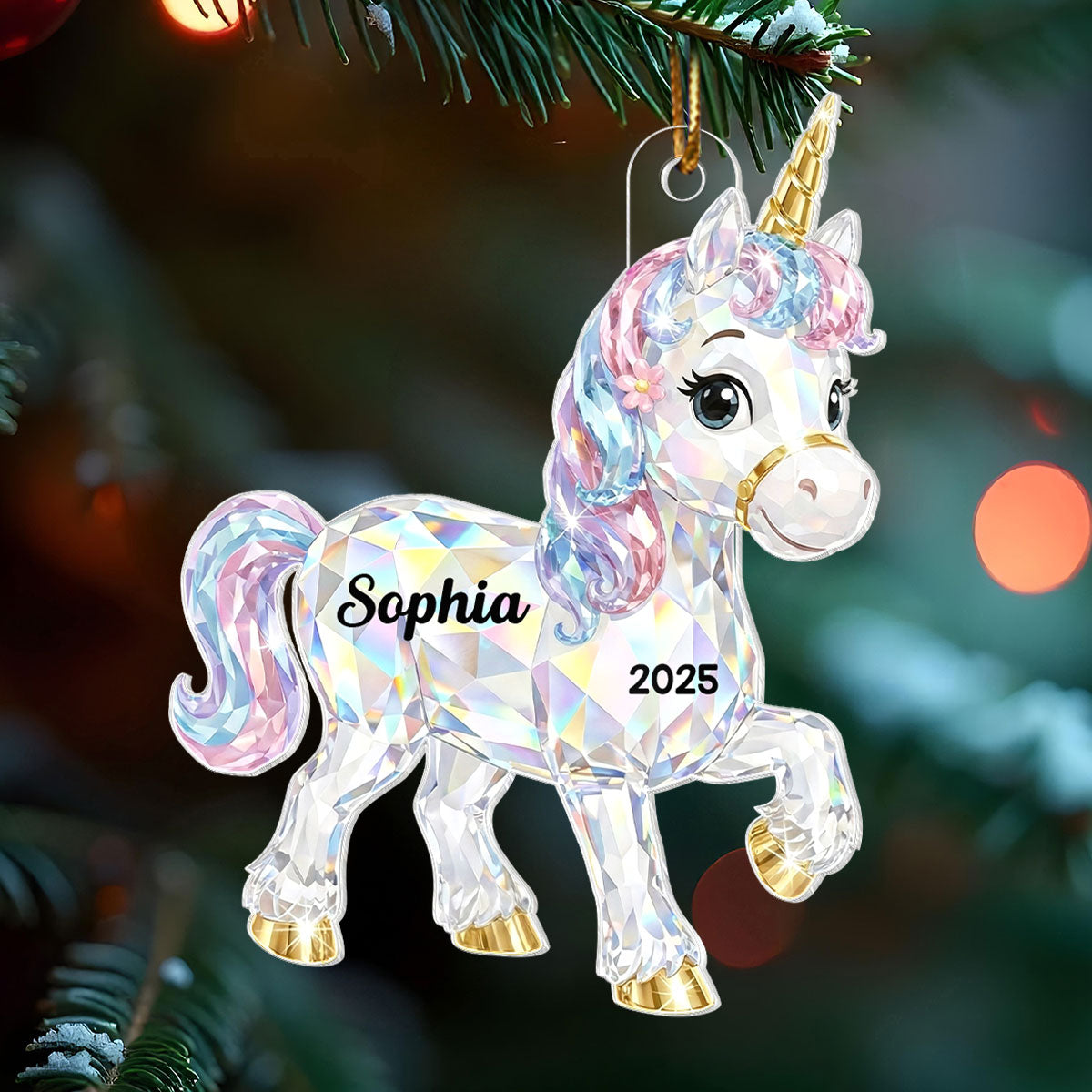 3D Effect Unicorn Pattern Crystal - Personalized Acrylic Ornament