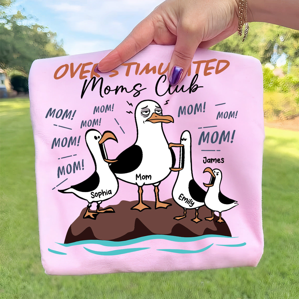 Overstimulated Moms Club Seagull Mom Mom Mom - Personalized Shirt - Funny Mother's Day Gift For Mom