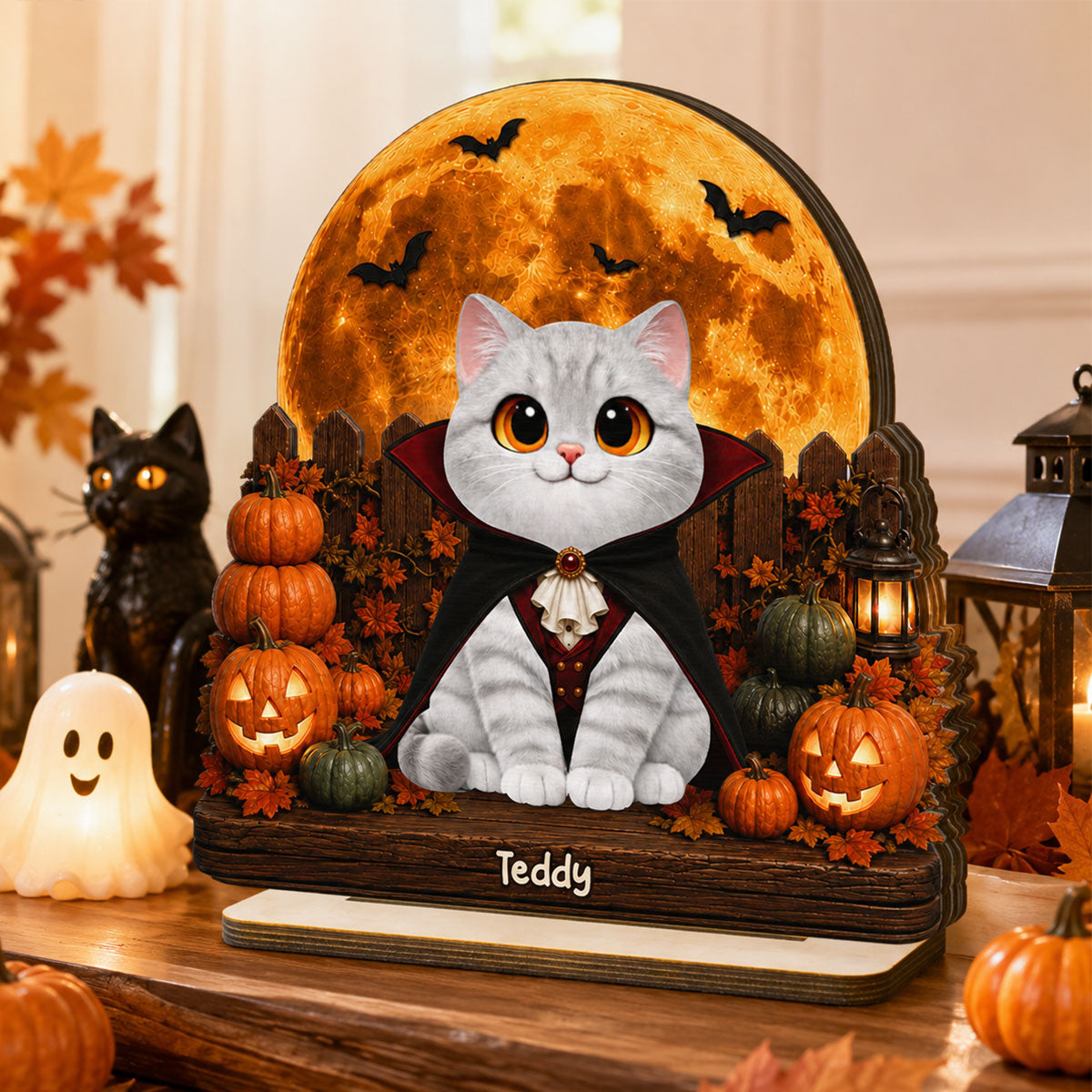 Trending Spooky Cats - Personalized 2-Layer Wooden Plaque - Halloween Gift For Cat Lovers