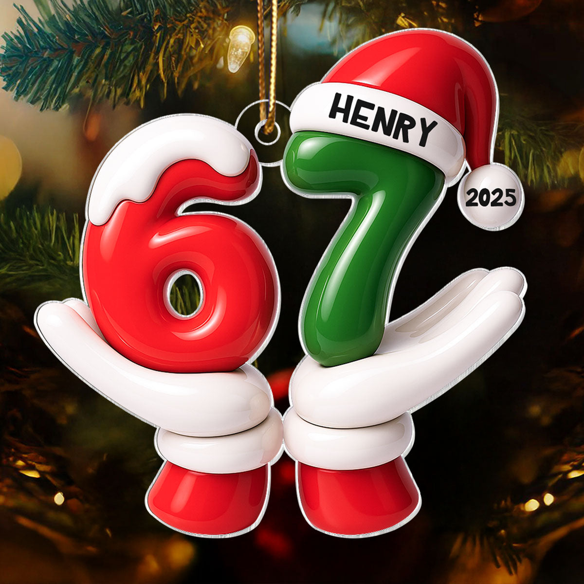 Santa Six Seven Viral Quote Gen Z Tiktok Trend - Personalized Acrylic Ornament - Christmas Gift for Kid, Grandkids