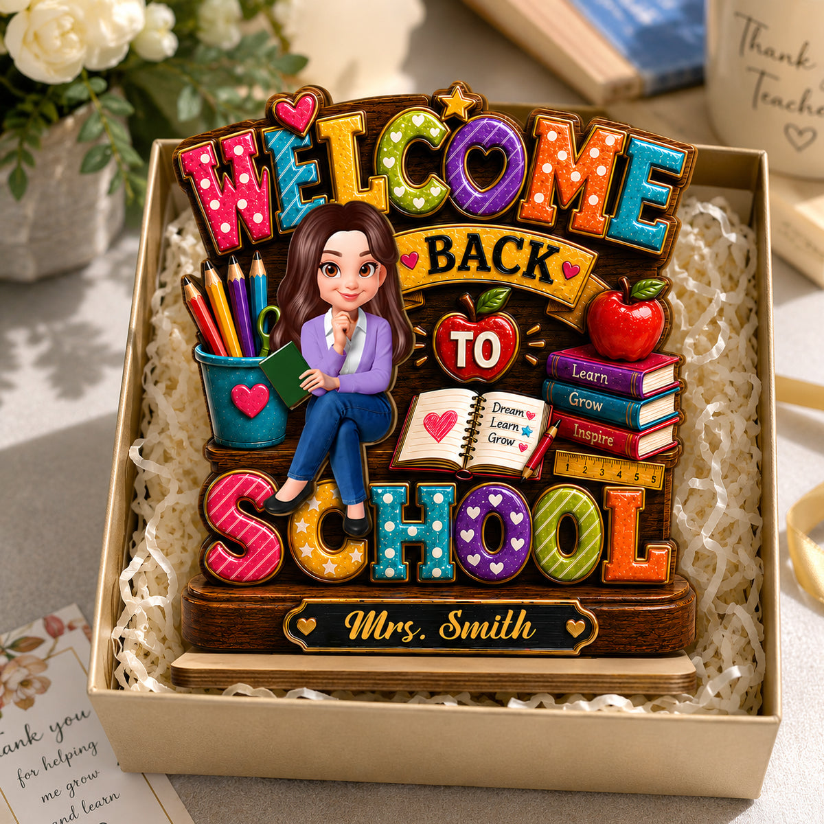 Teacher Welcome Back to School - Personalized 2-Layered Wooden Plaque - Back to School Gift for Teachers