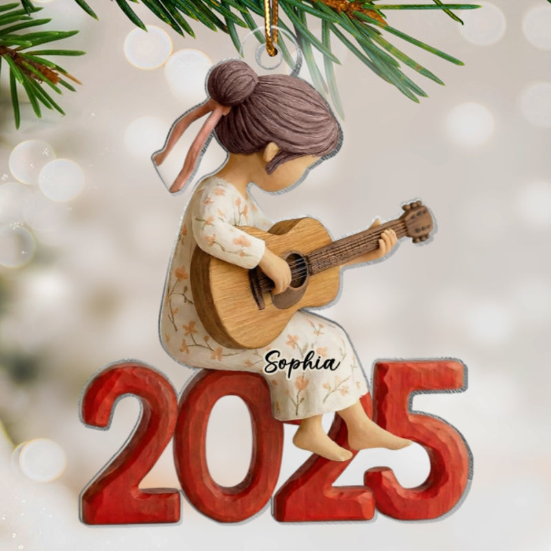 Guitar Player Wooden Figurine 2025 - Personalized Acrylic Ornament - Unique Christmas Gift For Guitarist