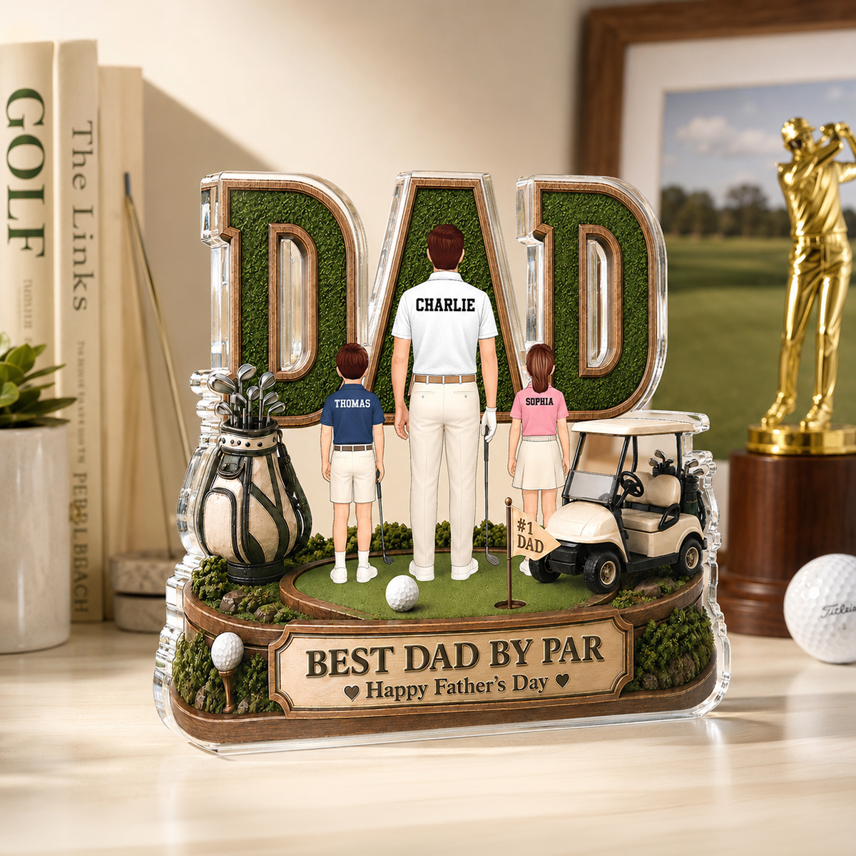 Above Par In Every Way Golfer Dad - Personalized Acrylic Block Plaque -  Gift For Dad, Husband