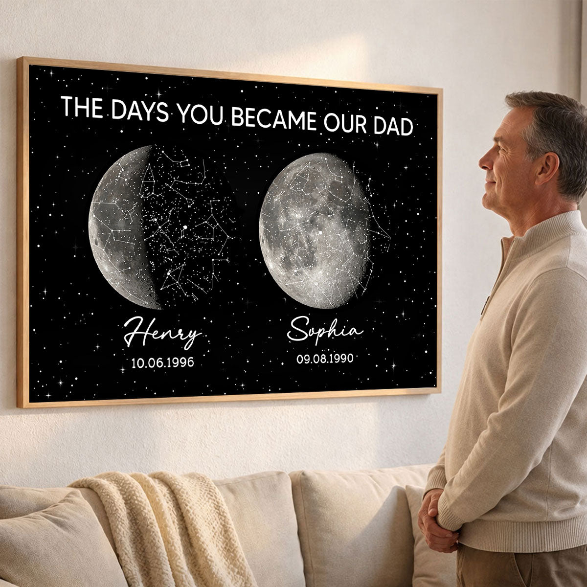 The Day You Became Dad Custom Moon Phase & Star Map - Personalized Poster - Father's Day Gift For Dad, Husband