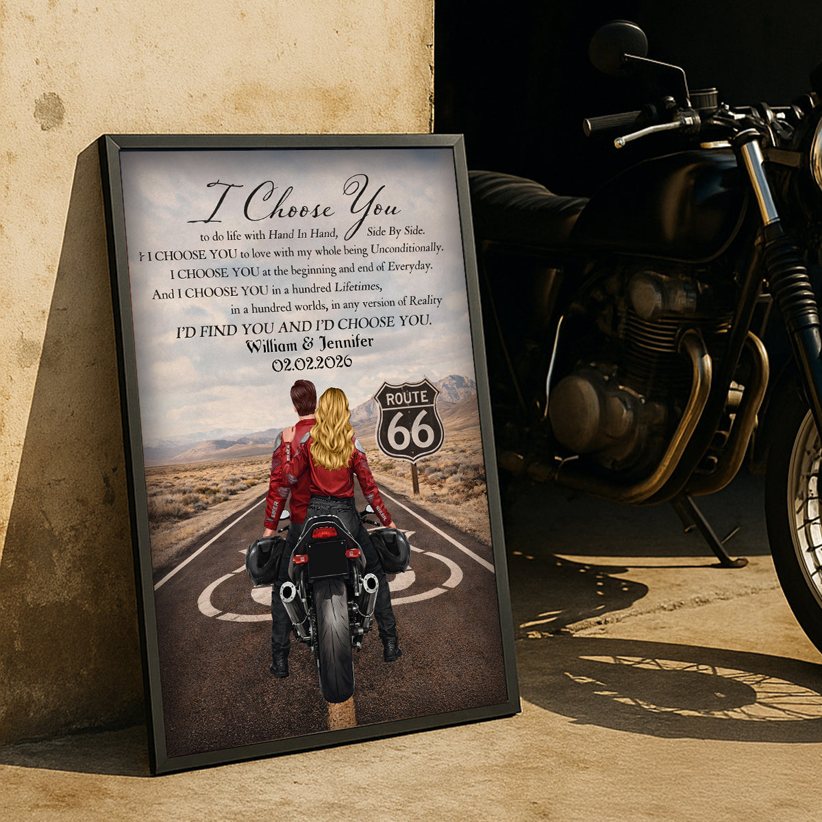 I Choose You Biker Couples - Personalized Poster - Sentimental Anniversary Gift for him, for her