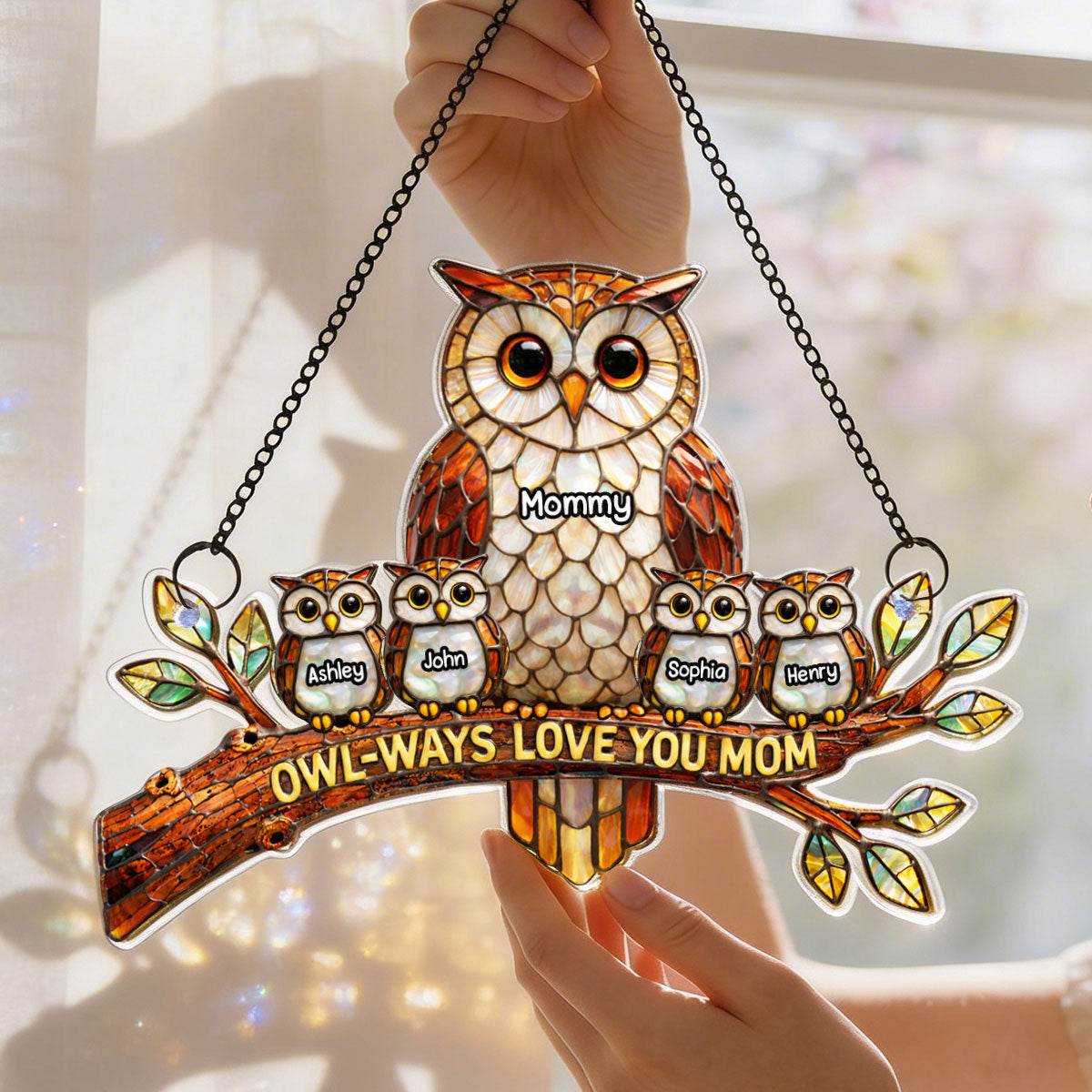 Owl-Ways Love You Mom - Personalized Suncatcher - Gift For Mom, Grandma