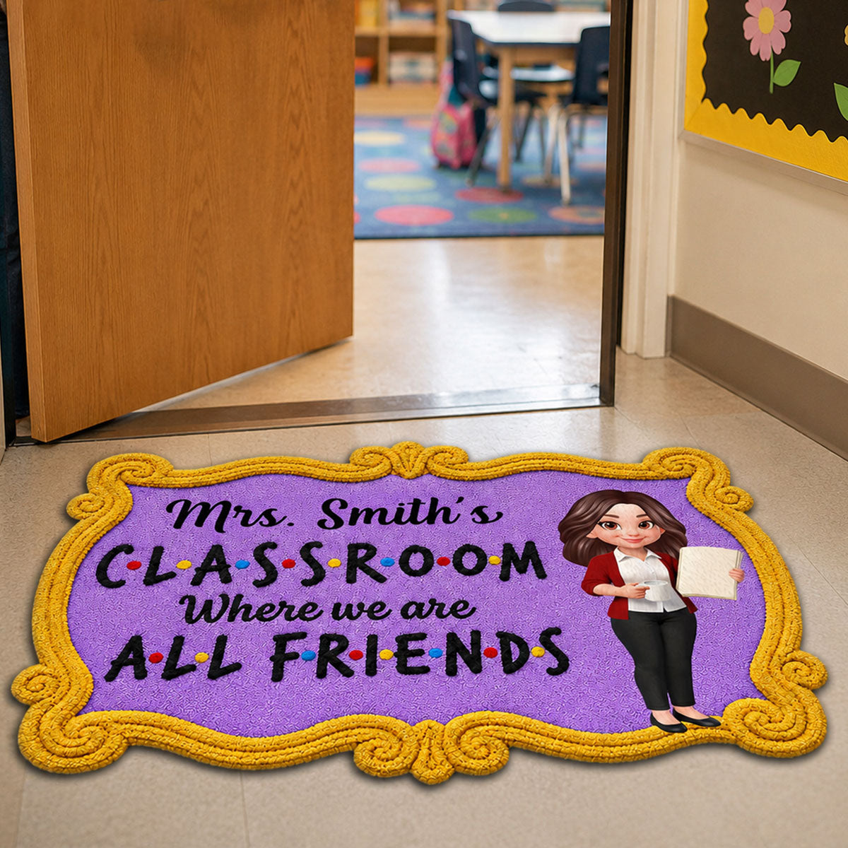 Friendly Teacher - Personalized Doormat - Back To School, Classroom Decor